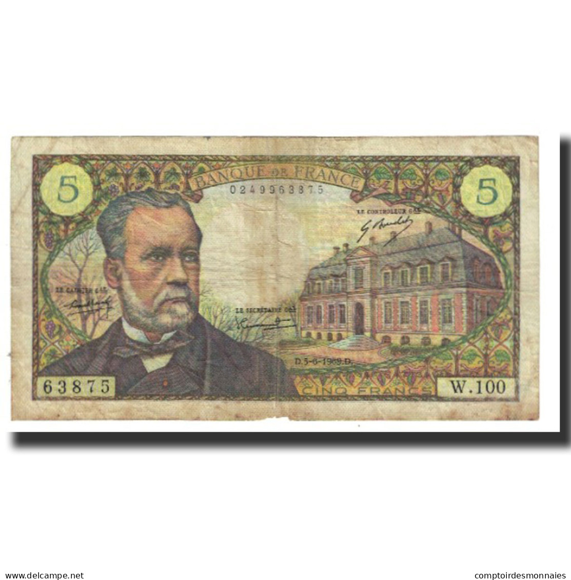 France, 5 Francs, Pasteur, 1969, R.Tondu-P.Gargam-H.Morant, 1969-06-05, TB - 5 F 1966-1970 ''Pasteur''