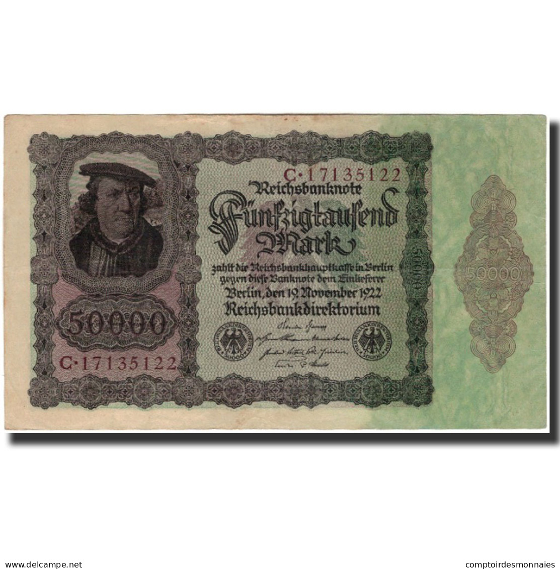 Billet, Allemagne, 50,000 Mark, 1922-11-19, KM:79, TTB - 50000 Mark