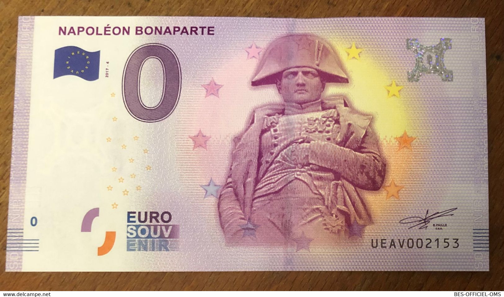 2017 BILLET 0 EURO SOUVENIR DPT 75 PARIS NAPOLÉON BONAPARTE N°2 ZERO 0 EURO SCHEIN BANKNOTE MONEY BANK - Pruebas Privadas