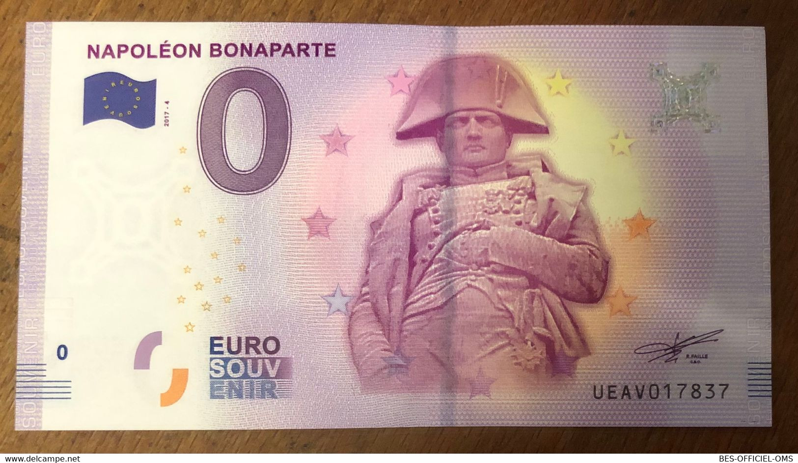 2017 BILLET 0 EURO SOUVENIR DPT 75 PARIS NAPOLÉON BONAPARTE N°2 ZERO 0 EURO SCHEIN BANKNOTE MONEY BANK - Privatentwürfe