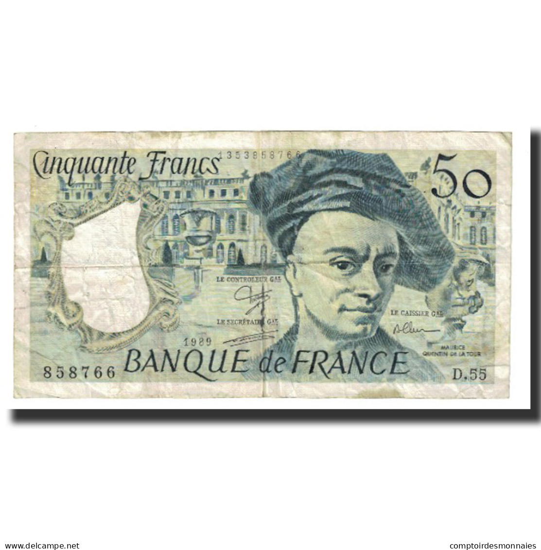 France, 50 Francs, Quentin De La Tour, 1989, STROHL TRONCHE DENTAUD, TB - 50 F 1976-1992 ''Quentin De La Tour''