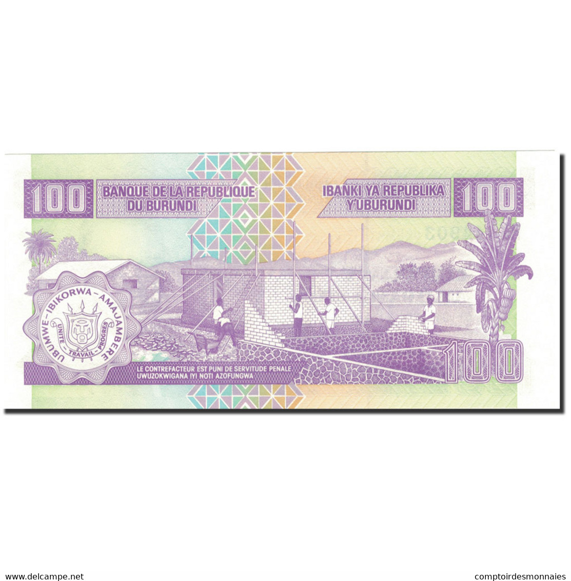 Billet, Burundi, 100 Francs, 2004, 2004-05-01, KM:37D, SPL+ - Burundi