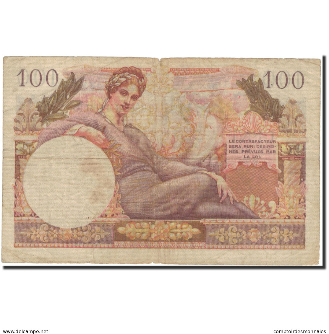 France, 100 Francs, 1955 French Treasury, TB, Fayette:VF32.1, KM:M9 - 1947 Franse Schatkist