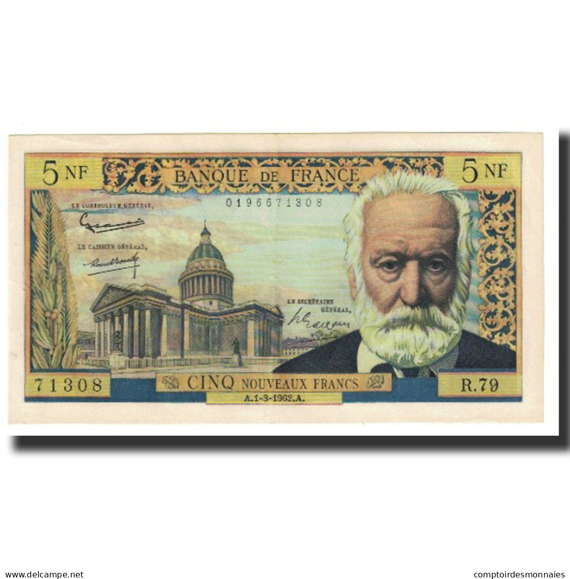 France, 5 Nouveaux Francs, Victor Hugo, 1962, G.Gouin - 5 NF 1959-1965 ''Victor Hugo''