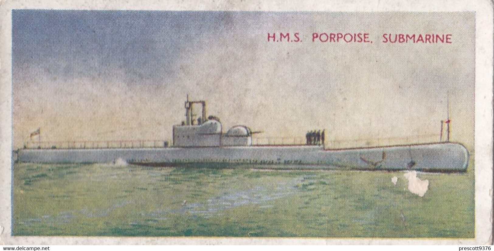 12 HMS Porpoise, Submarine - Our Navy 1937 -  Carreras Cigarette Card - Player's