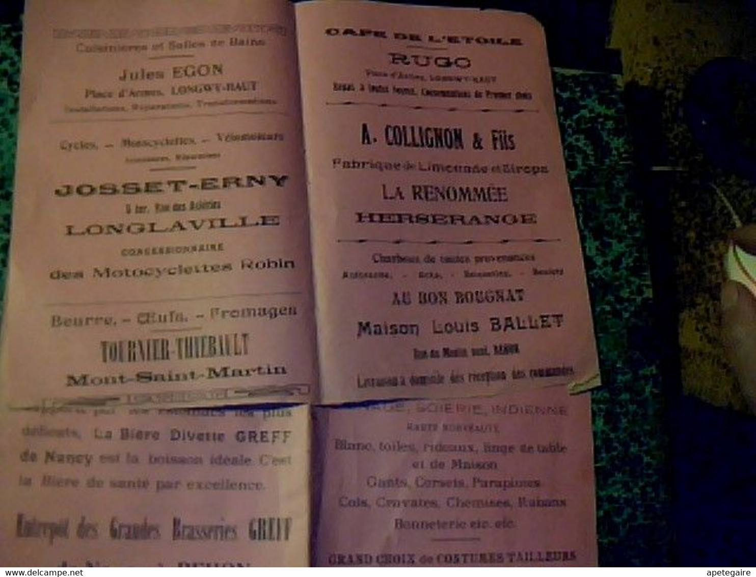 Vieux Papier Publicité Dépliant 2 Pages Différents Commerces Et Enseignes De Longwy - Haut Année?? - Advertising