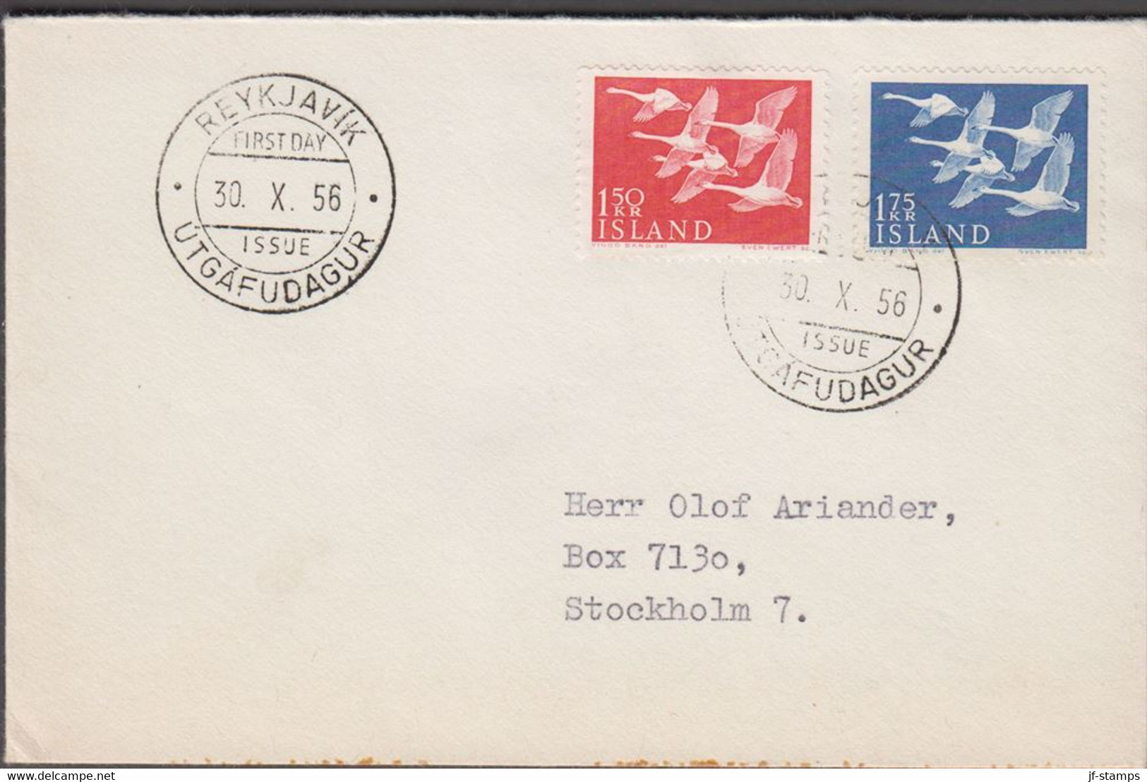 1956. ISLAND. NORDEN. FDC REYKJAVIK 30. X. 56.  (Michel 312-313) - JF424545 - Cartas & Documentos