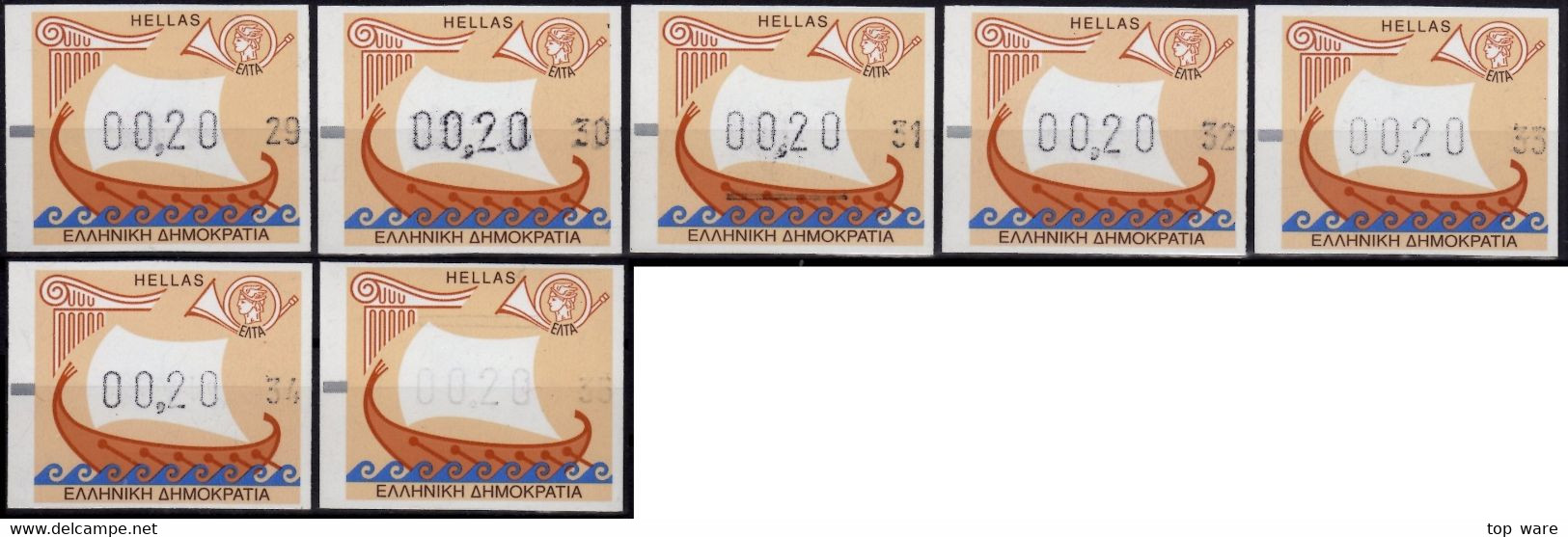 Greece Griechenland ATM 20 / Ship Boat / 2002 Euro Issue / All Machines 00-35 MNH / Frama Etiquetas Automatenmarken - Timbres De Distributeurs [ATM]