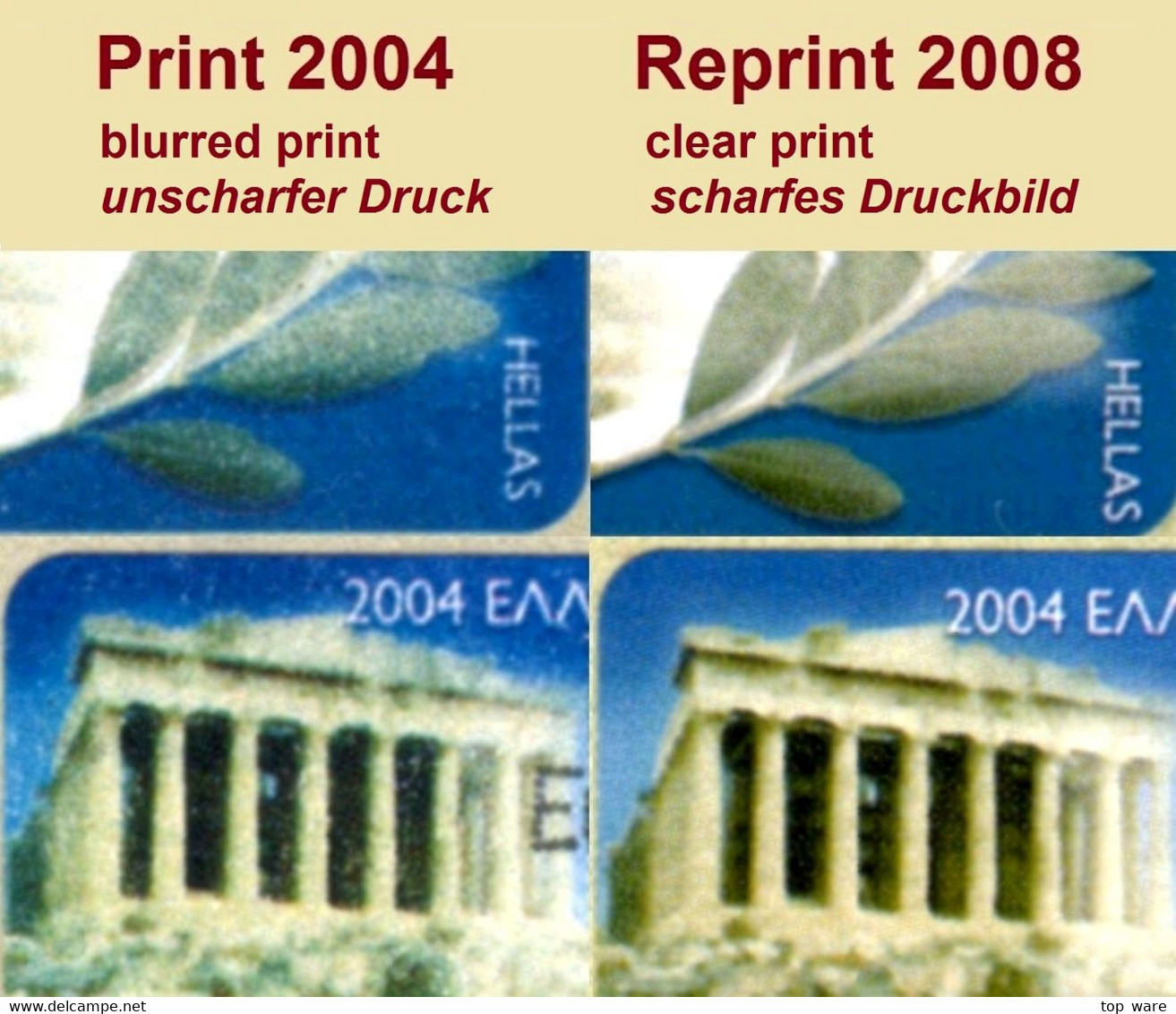 Greece Griechenland HELLAS ATM 22 Parthenon Blank Label 1x Print 2004 + 1x Reprint 2008 Frama Etiquetas Automatenmarken - Vignette [ATM]