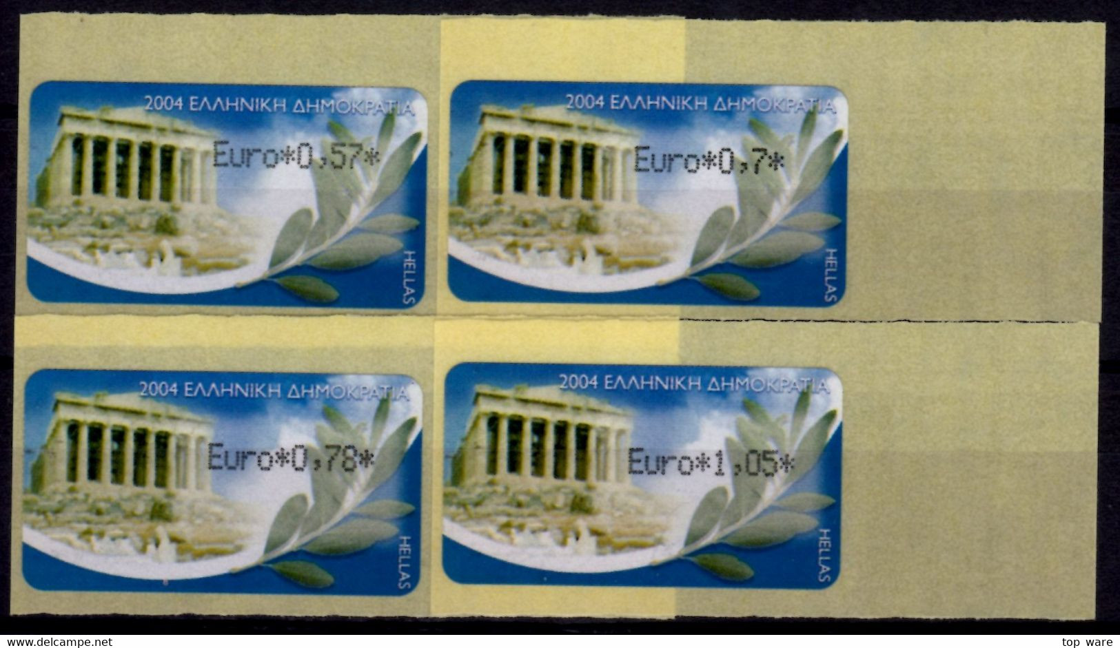 Greece Griechenland HELLAS ATM 22 Parthenon Reprint Paper 2008 * Tariff Set 2008 MNH * Frama Etiquetas Automatenmarken - Machine Labels [ATM]