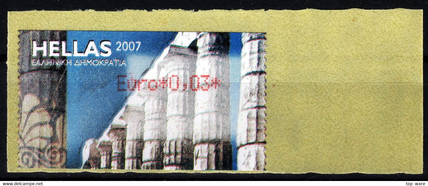 Greece Griechenland HELLAS ATM 23 Temple Colums * Red * Euro 0,03 MNH + Receipt * Frama Etiquetas Automatenmarken - Timbres De Distributeurs [ATM]
