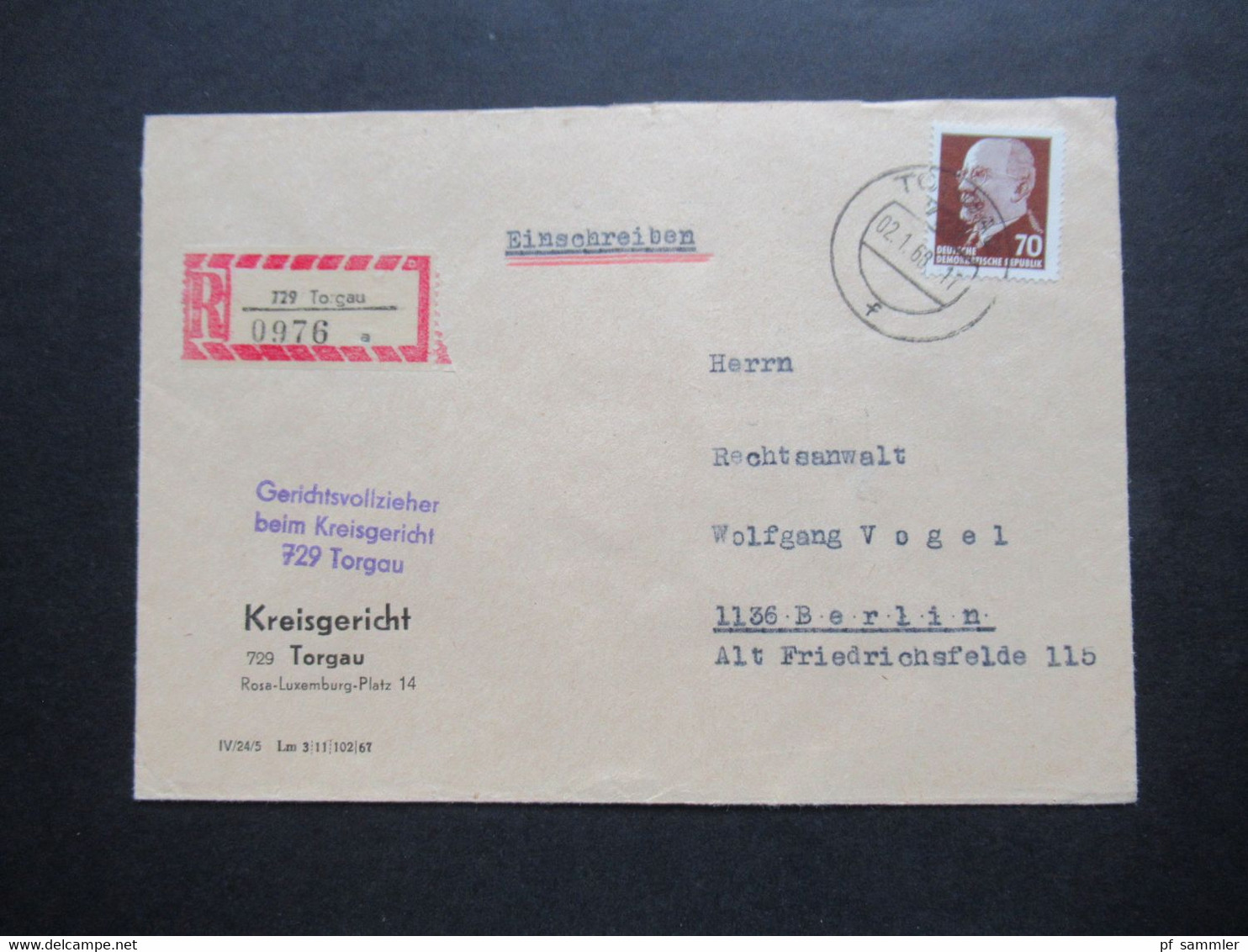 DDR 1967 Ulbricht Frankaturen EF / MeF etl. Einschreiben! 1x Umschlag Der Generalstaatsanwalt der DDR 104 Berlin