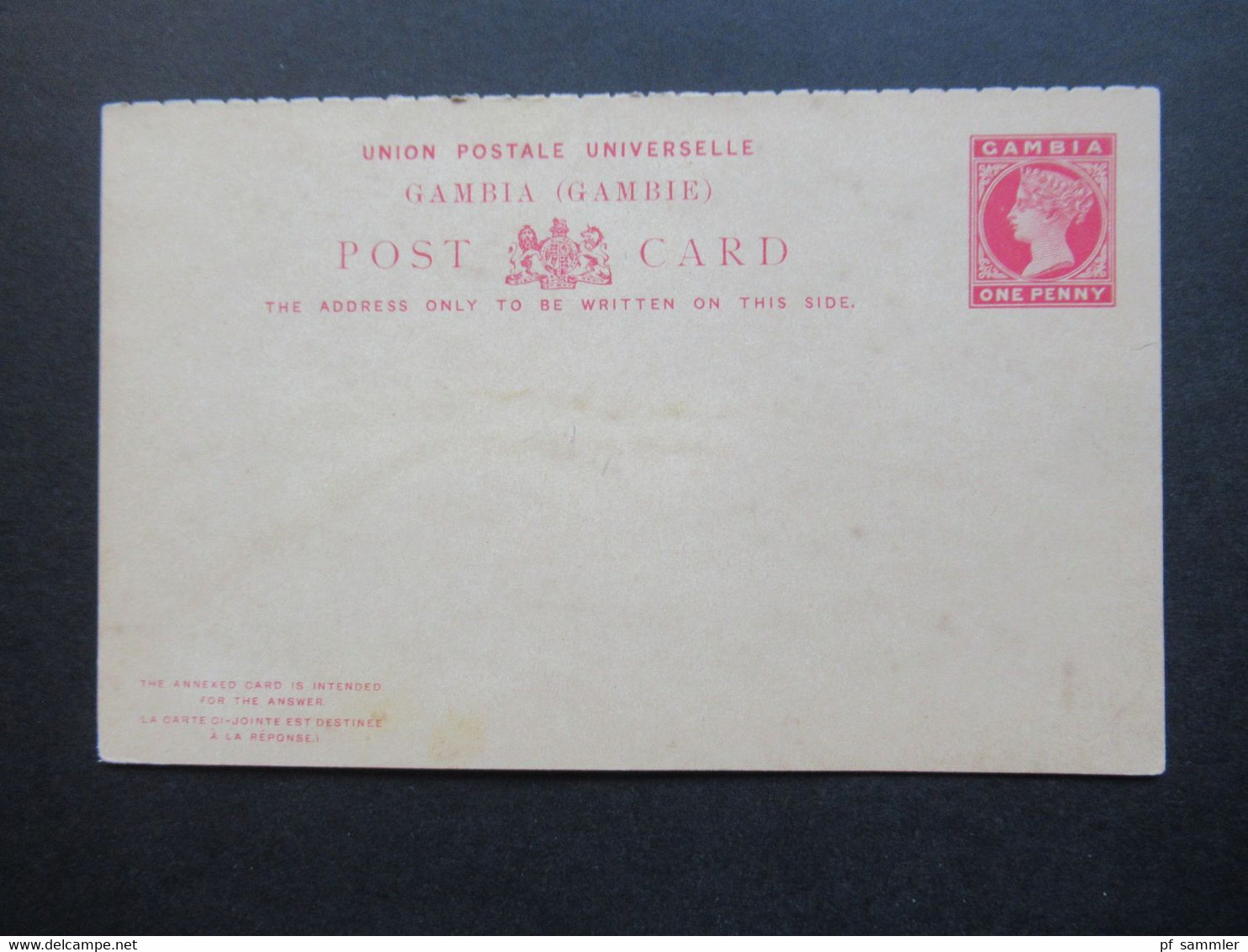 Post Card Gambia um 1888 Ganzsachen / Stationary 3 Stück davon 1x Doppelkarte alle ungebraucht