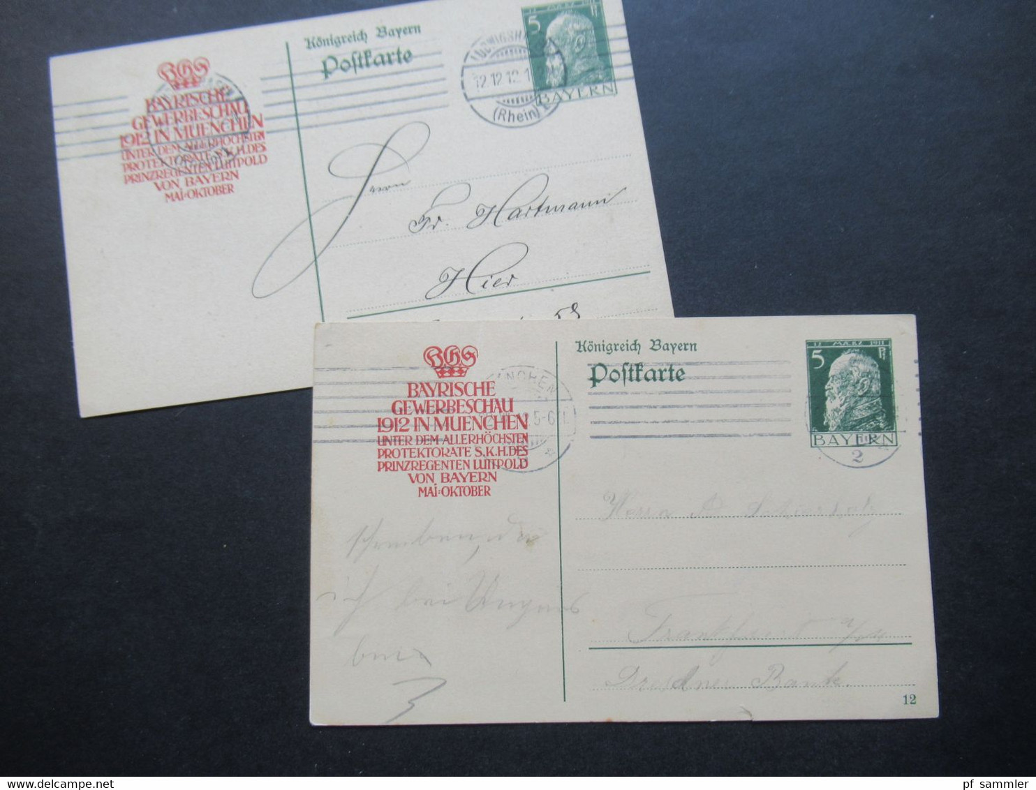 AD Bayern 1912 Postkarte / Ganzsache Mit Zudruck Bayrische Gewerbeschau 1912 In Muenchen Unter Protektorate Luitpold - Ganzsachen
