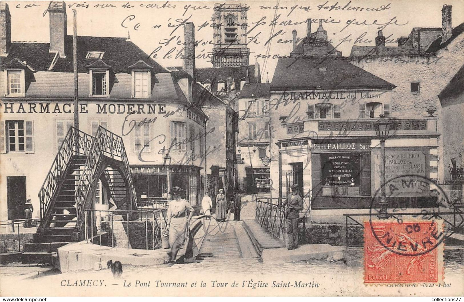 58-CLAMECY-LE PONT TOURNANT ET LA TOUR DE L'EGLISE SAINT-MARTIN - Clamecy