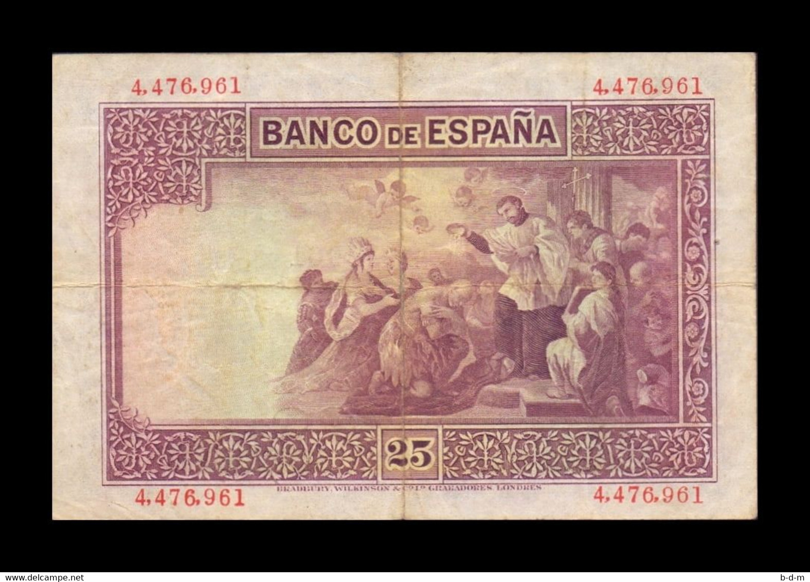 España 25 Pesetas San Francisco Xavier 1926 Pick 71a Sin Serie BC/MBC F/VF - 1-2-5-25 Pesetas