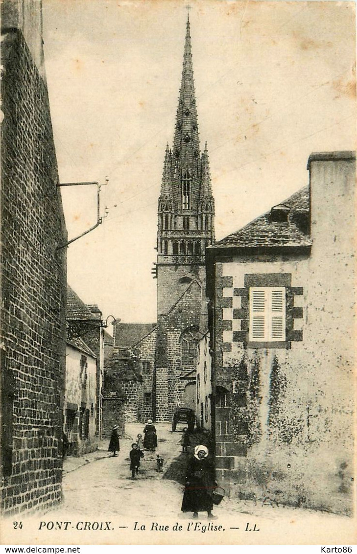 Pont Croix * La Rue De L'église * Villageois - Pont-Croix