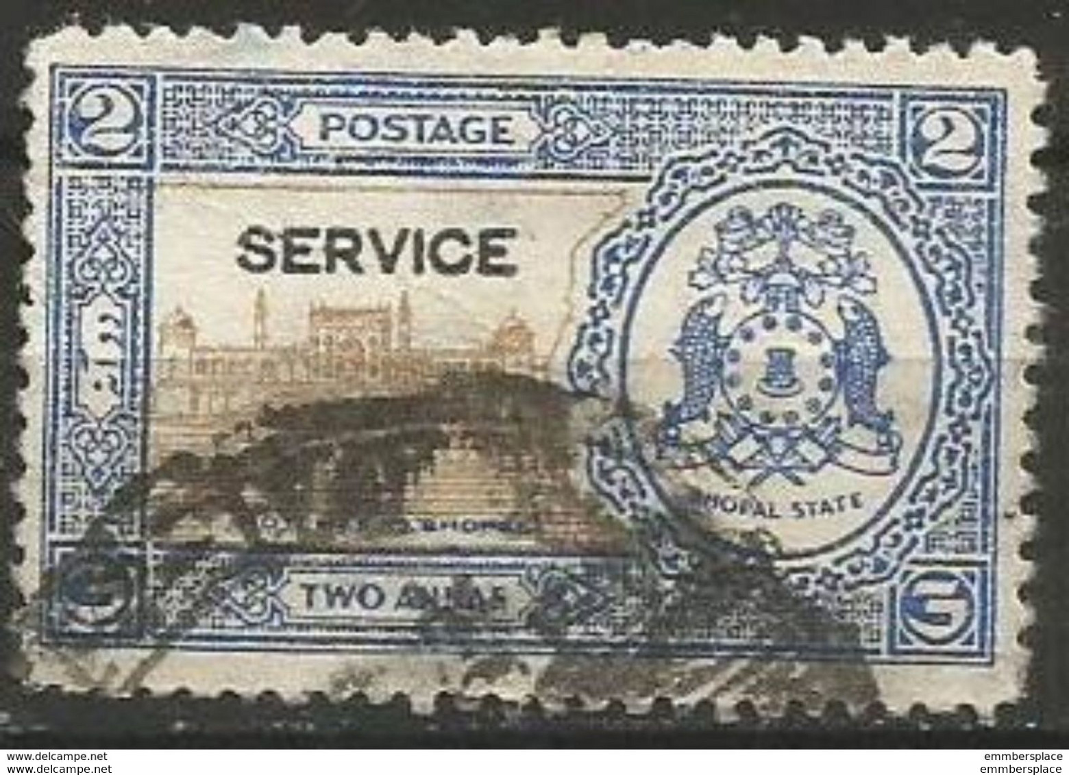 Bhopal - 1936 Moti Mahal 2a  Used  SG O35 - Bhopal