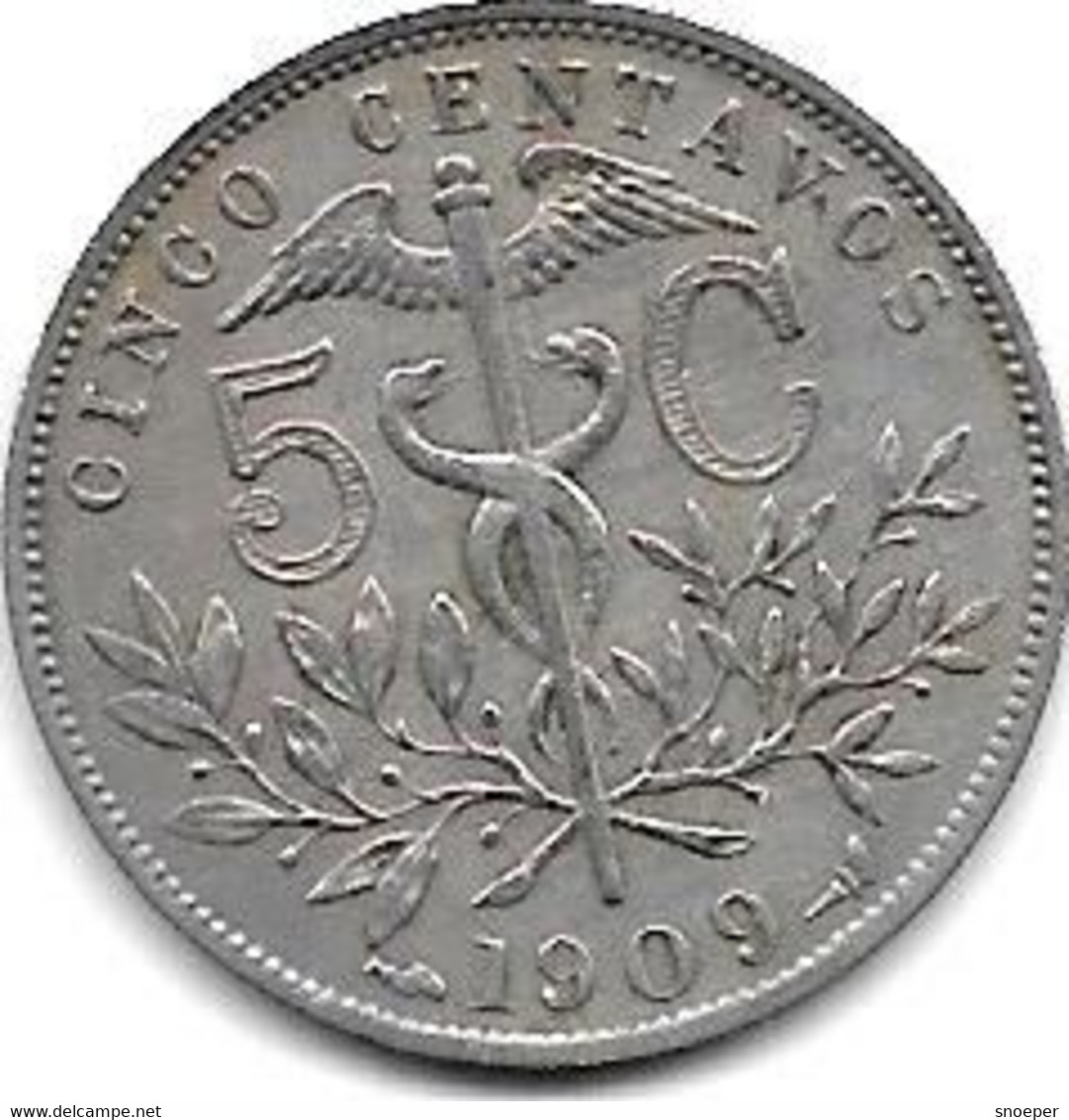 *Bolivia 5 Centavos 1909 Km 173.3    Vf+ - Bolivie