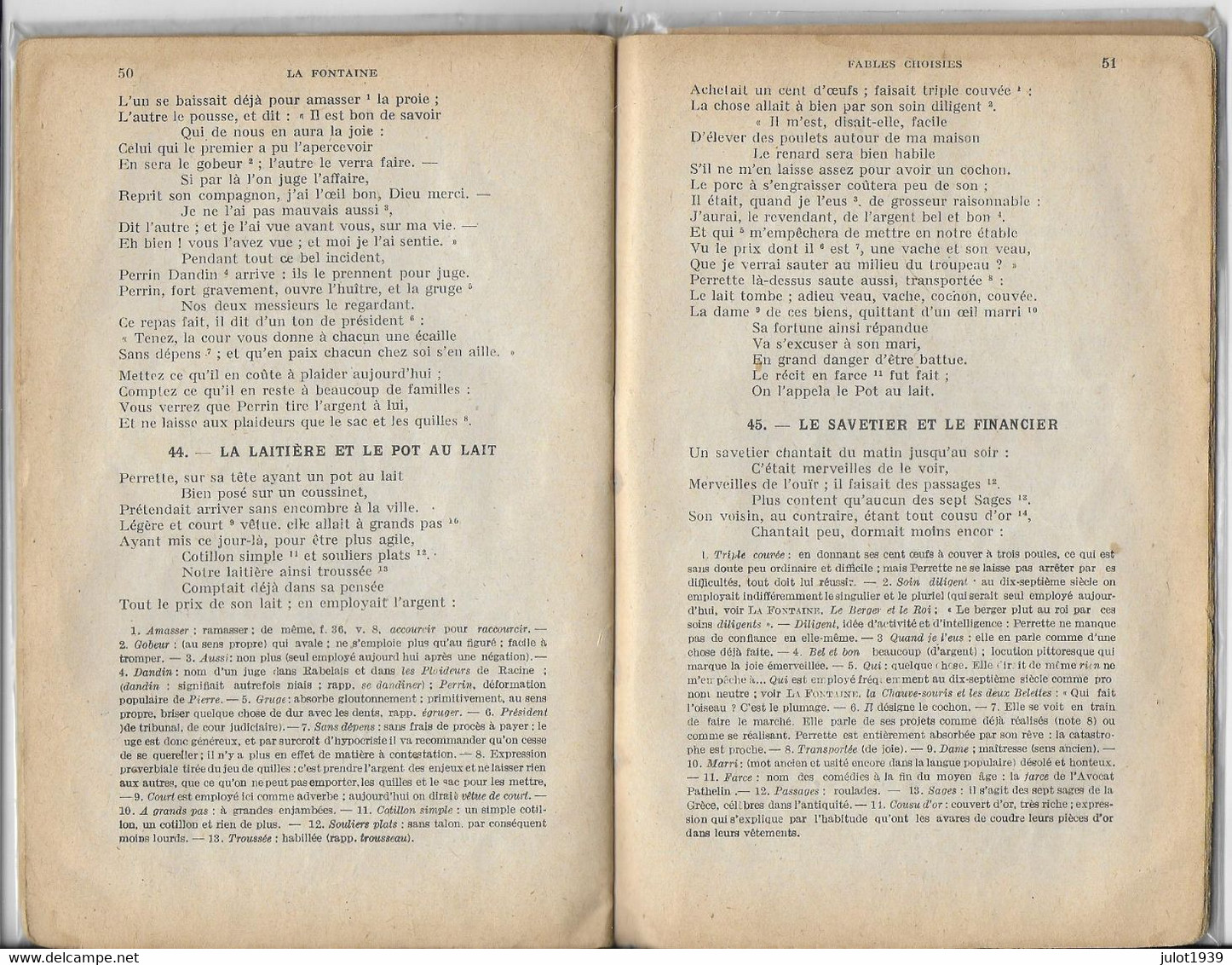 Julot1939 ..-- LA FONTAINE ..-- 50 Fables Choisies . 50 SUPERBES FABLES . - Auteurs Français