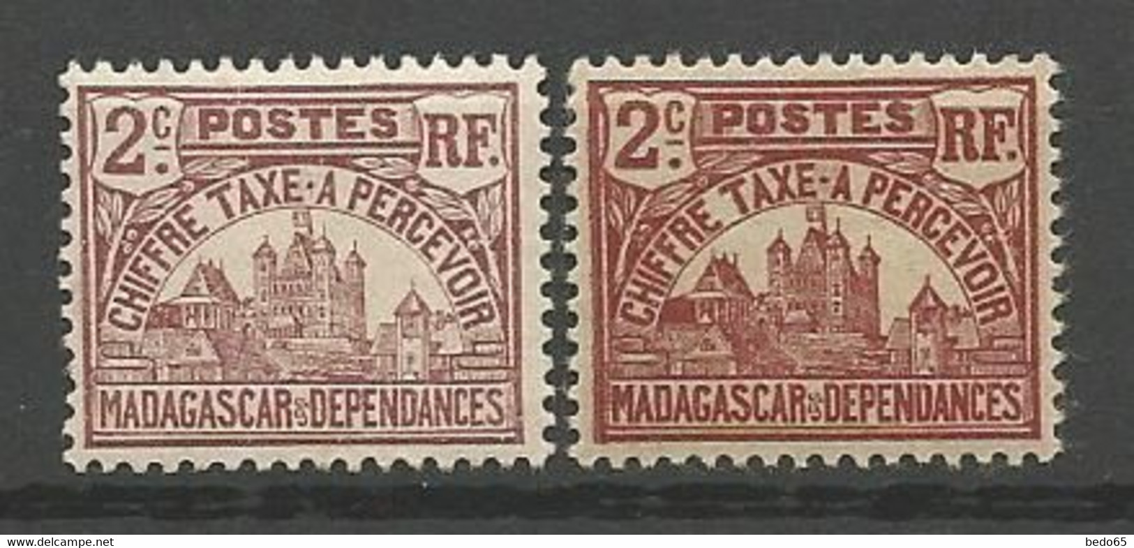 MADAGASCAR TAXE N° 8 X 2 Nuances NEUF*  CHARNIERE /  MH - Segnatasse