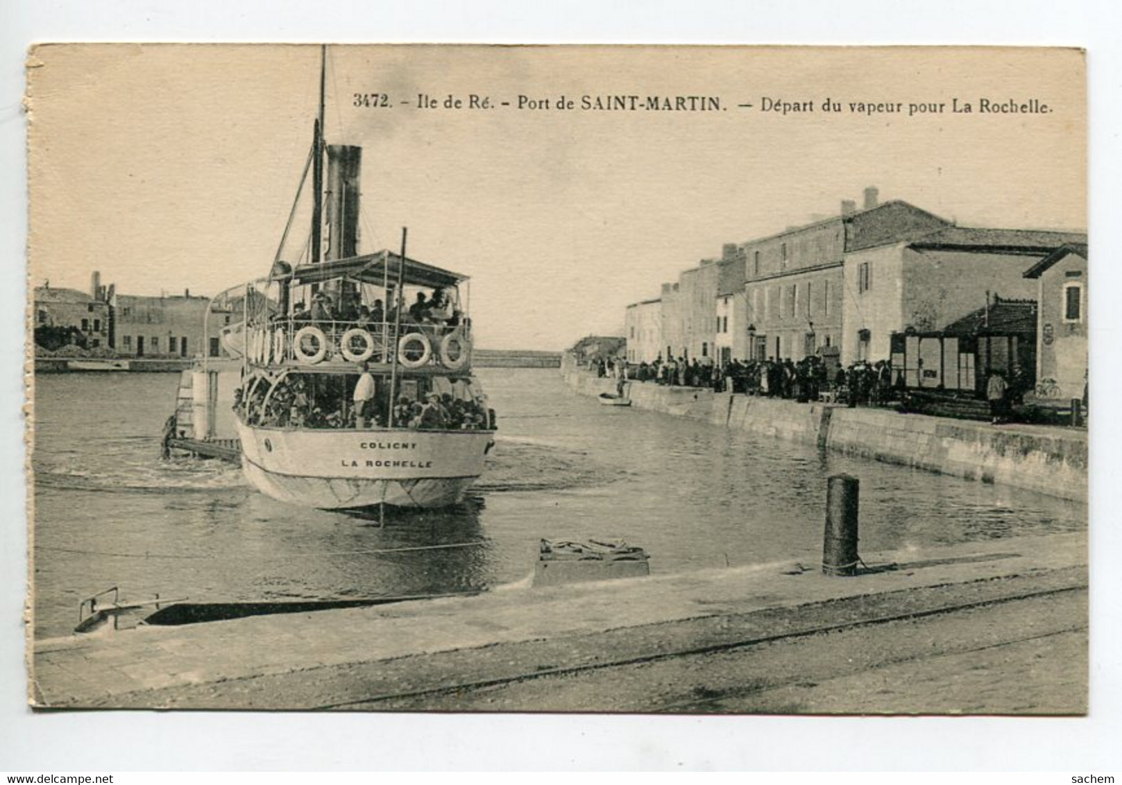 17 ILE De RE  ST SAINT MARTIN  Port Départ Du Bateau Vapeur COLIGNY Pour La Rochelle " Coligny "  1920  D07 2020 - Ile De Ré