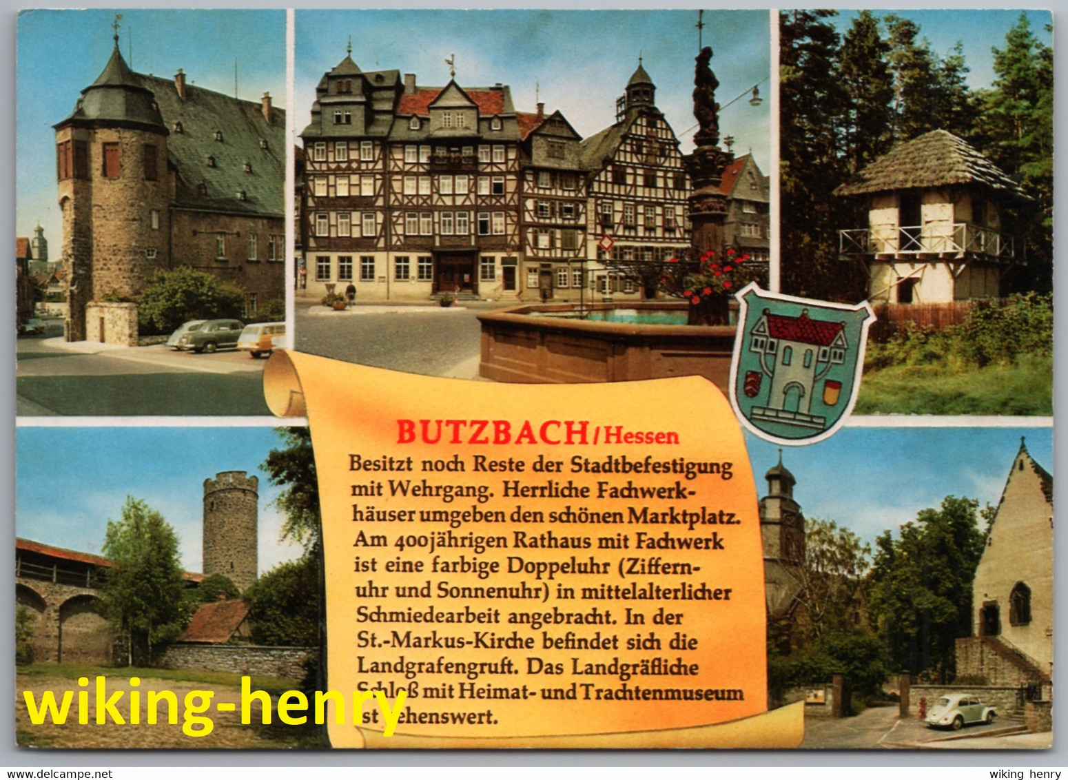 Butzbach - Mehrbildkarte 8   Mit Chronik Und VW Käfer - Butzbach