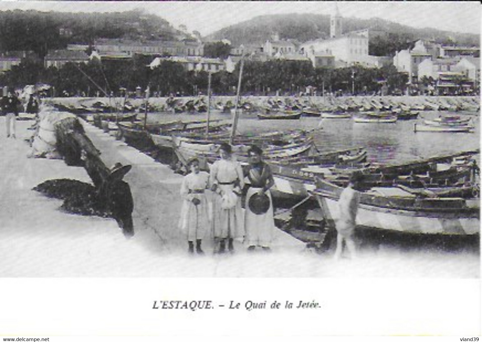 Marseille -  L'Estaque, Le Quai De La Jetée- Reproduction Carte Ancienne Collection "En 1900" Marseille Belle époque - L'Estaque