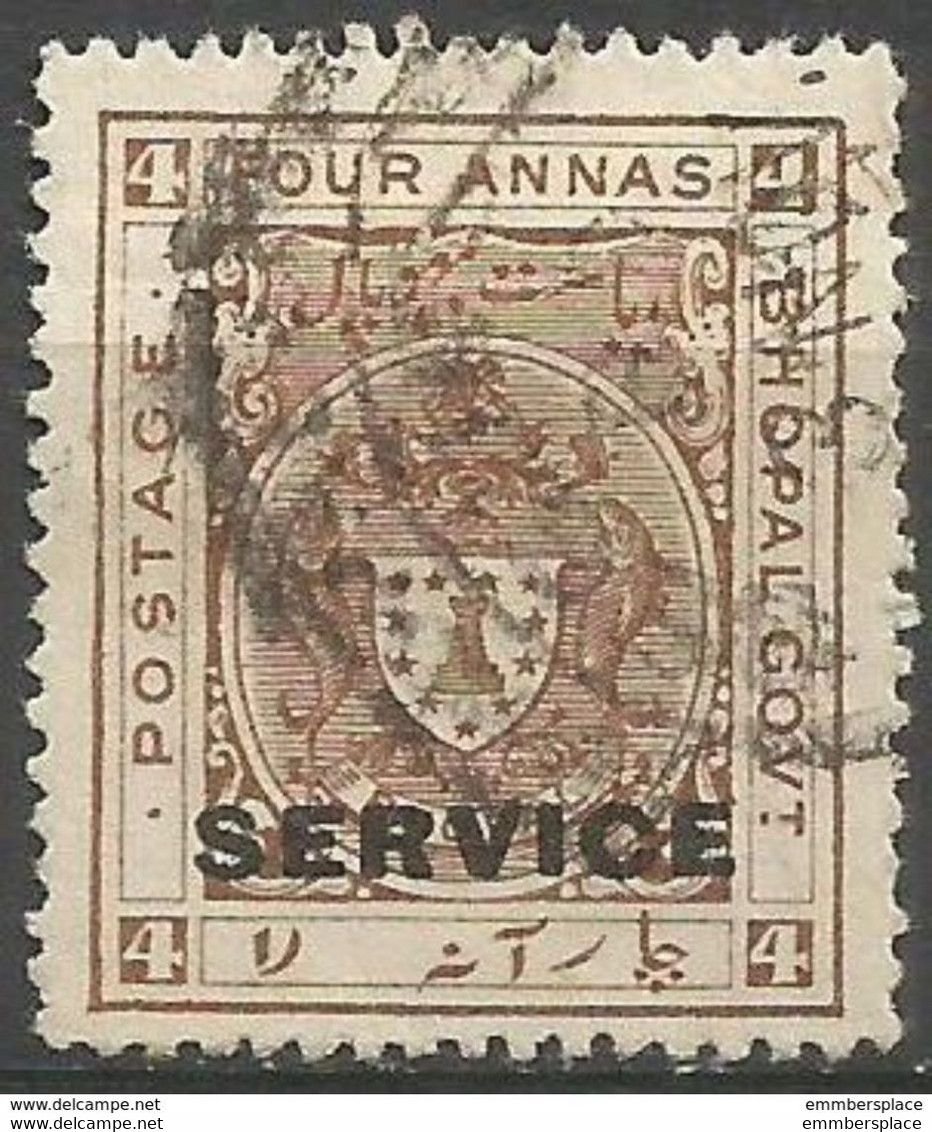 Bhopal - 1932 Arms Official 4a Used Perf 14   SG O317a  Sc O17a - Bhopal