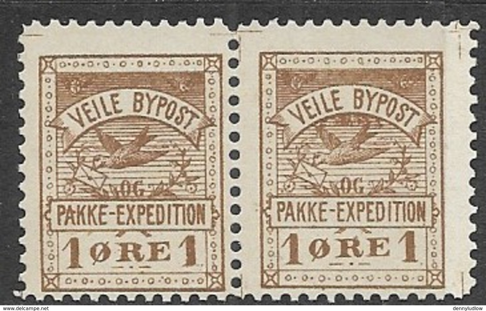 Denmark  1880s  1o  Veile Bypost  Pakke Exposition Pair No Gum - Emissioni Locali