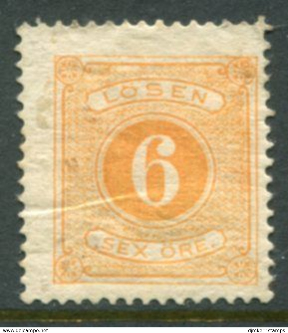 SWEDEN 1874 Postage Due 6 ö Perforated 14, MH / *.  SG D30, Michel  Porto 4A - Impuestos