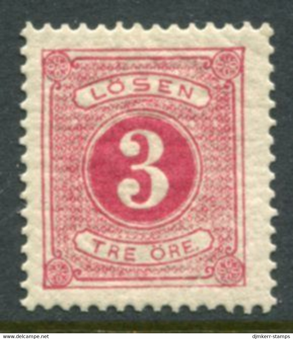 SWEDEN 1877 Postage Due 3 ö Perforated 13 MNH / **  SG D28ab, Michel  Porto 2B - Strafport