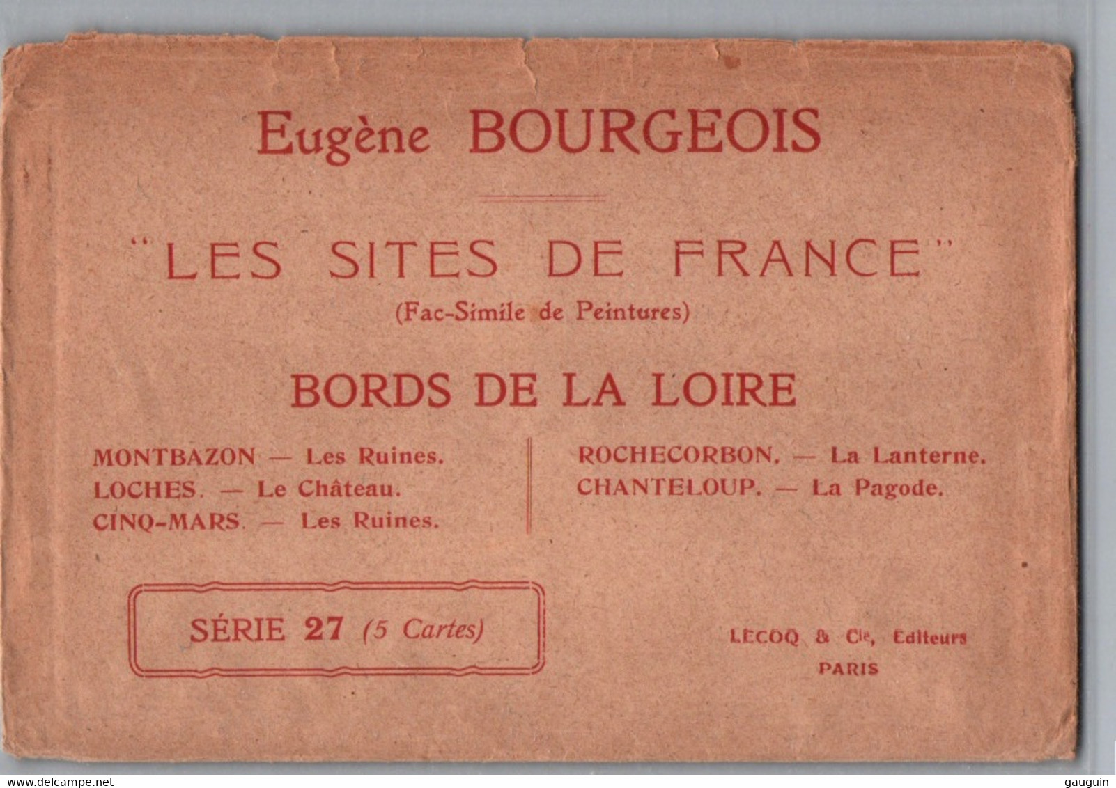 CPA - ILLUSTRATEUR Eug.BOURGEOIS - Série N°27 Complète 5 CP avec pochette Bords de Loire ...Edition Lecoq Cie