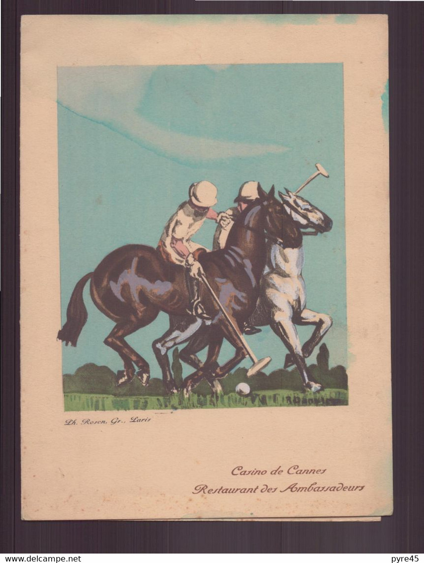 Menu Banquet Du Congrès Médical Du 30 Décembre 1929, Casino De Cannes, Restaurant Des Ambassadeurs - Menus