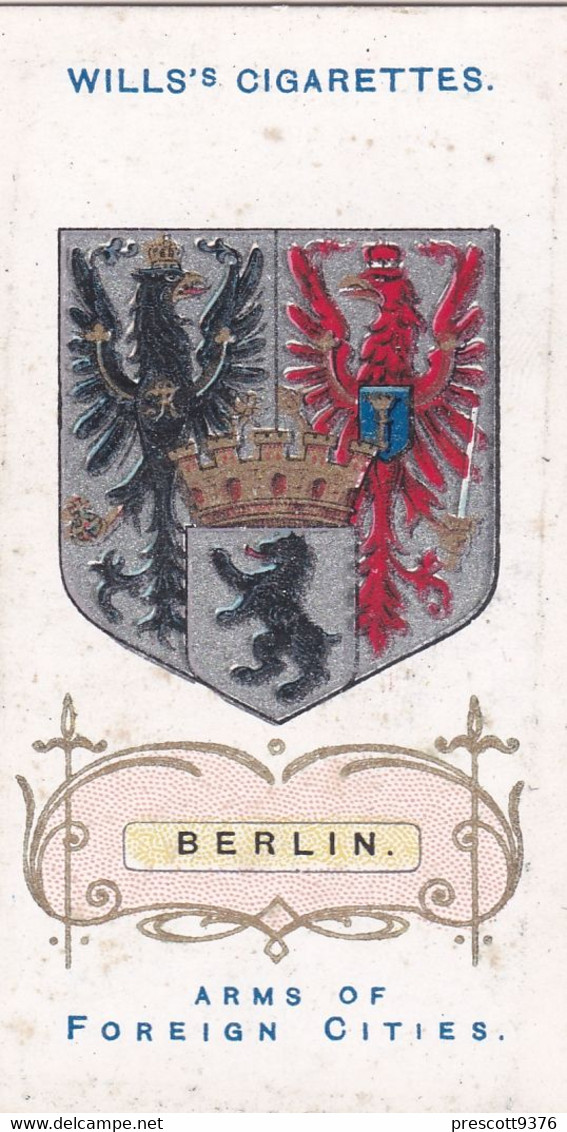 34 Berlin -  Arms Of Foreign Cities - 1912 - Wills Cigarette Cards - Original  - Antique - Player's