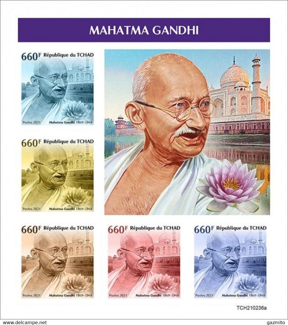 Tchad 2021, Gandhi, 5val In BF IMPERFORATED - Mahatma Gandhi