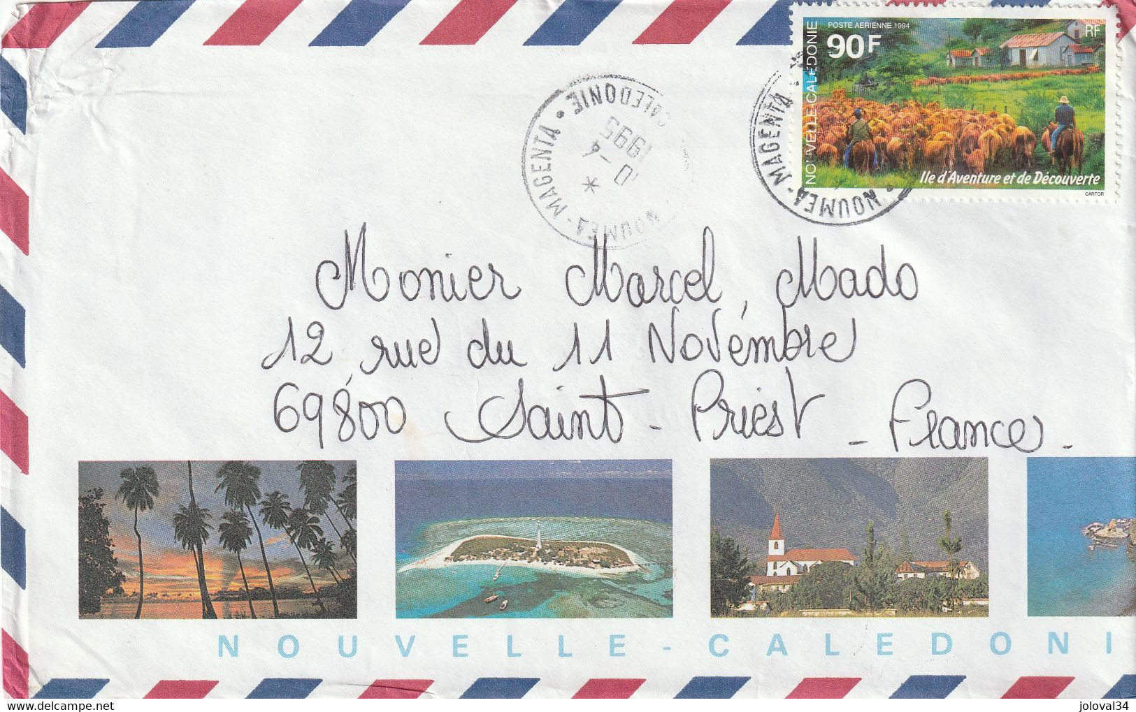 Nouvelle Calédonie Yvert PA 323 Lettre Illustrée Nouméa 10/4/1995 Pour St Priest Rhône - Verso Phare Amédée - Briefe U. Dokumente