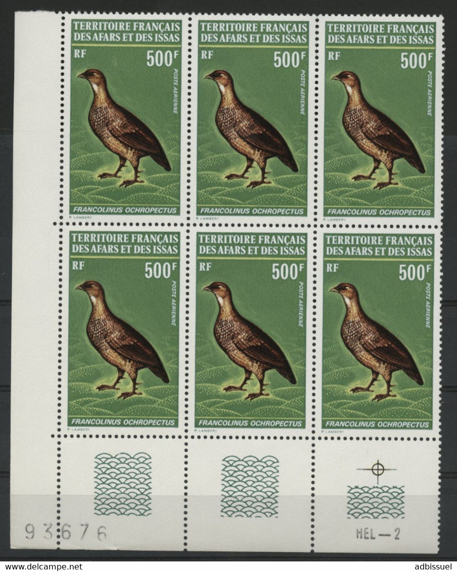 AFARS Et ISSSAS COTE 288 € POSTE AERIENNE N° 71 MNH ** Bloc De 6. OISEAUX BIRD. FRANCOLINUS OCHROPECTUS. TB/VG - Gallinacées & Faisans