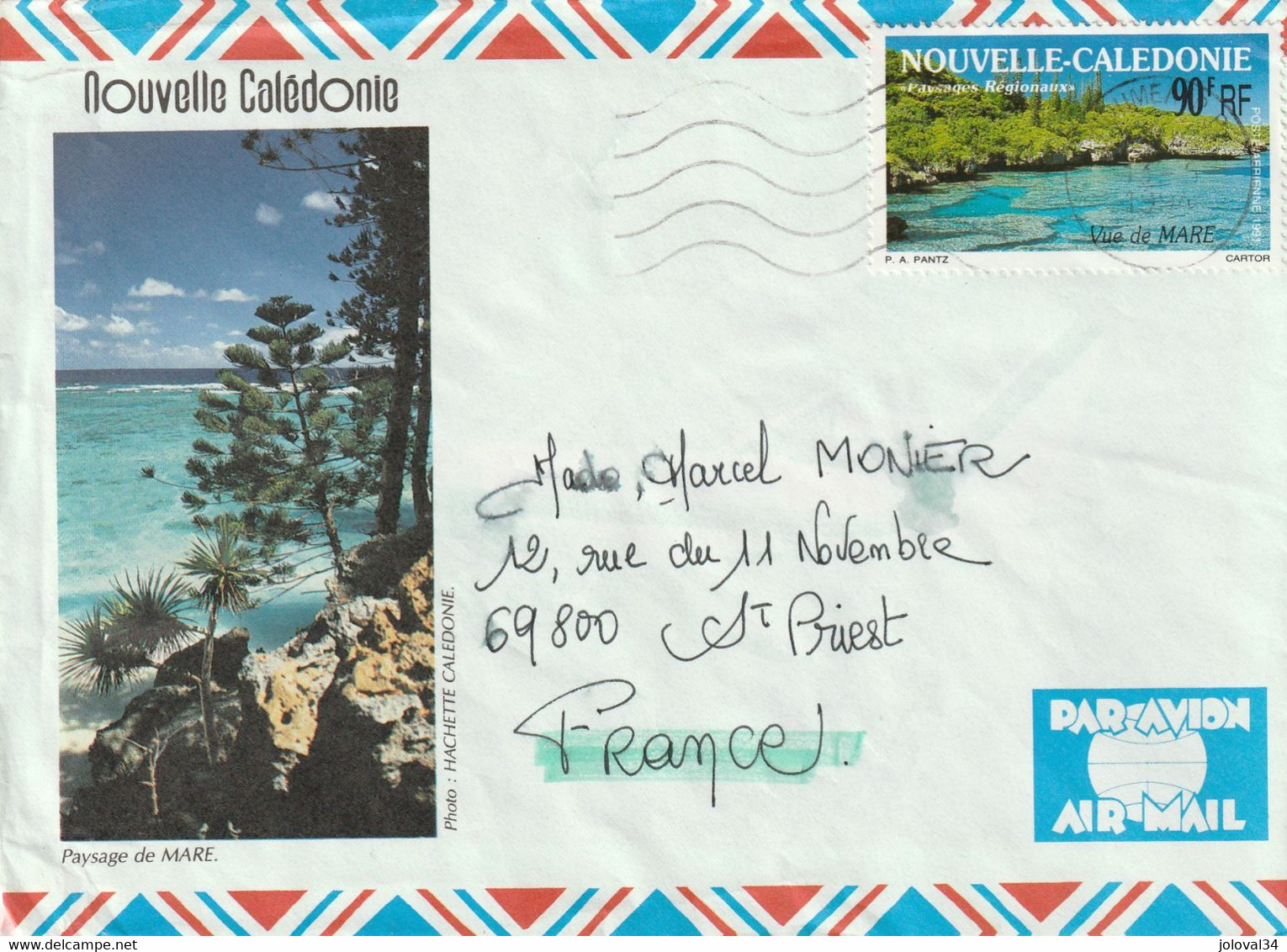 Nouvelle Calédonie Yvert PA 277 Vue De Mare Lettre Illustrée Nouméa 1994 Pour St Priest Rhône - Storia Postale