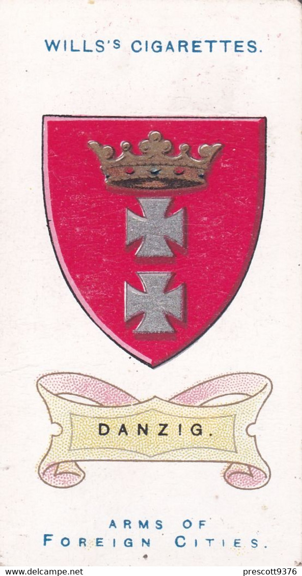 27 Danzig -  Arms Of Foreign Cities - 1912 - Wills Cigarette Cards - Original  - Antique - Player's