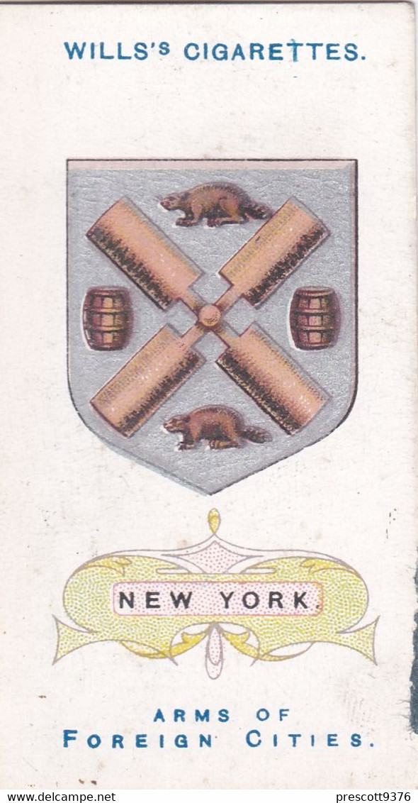 6 New York  -  Arms Of Foreign Cities - 1912 - Wills Cigarette Cards - Original  - Antique - Player's