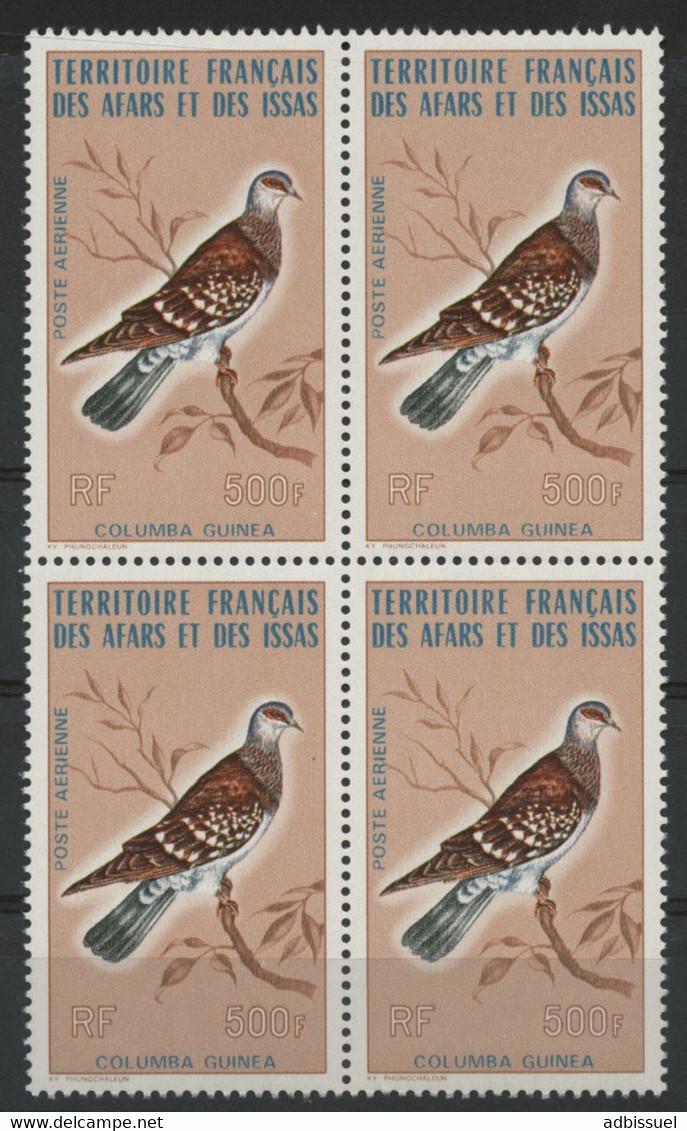 AFARS Et ISSAS COTE 144 € POSTE AERIENNE N° 105 MNH ** Bloc De 4. OISEAUX BIRD COLOMBE DOVE COLUMBA GUINEA TB/VG - Columbiformes