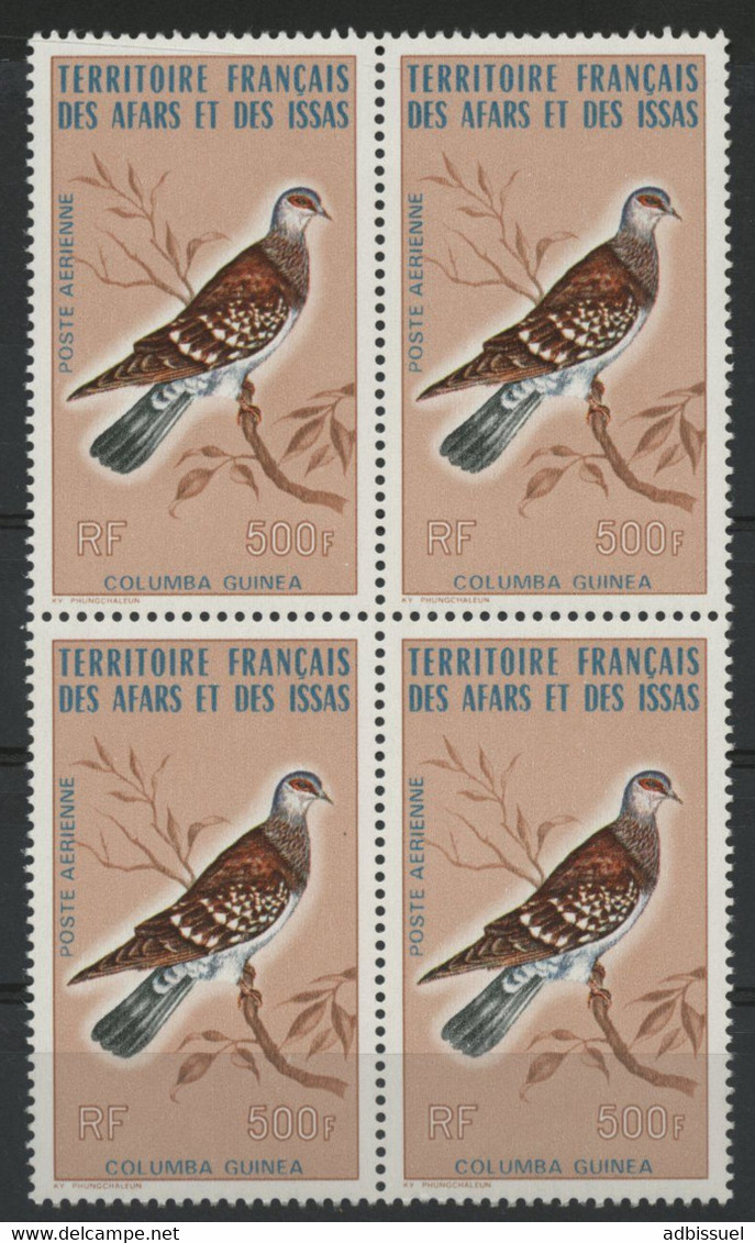 AFARS Et ISSAS COTE 144 € POSTE AERIENNE N° 105 MNH ** Bloc De 4. OISEAUX BIRD COLOMBE DOVE COLUMBA GUINEA TB/VG - Pigeons & Columbiformes