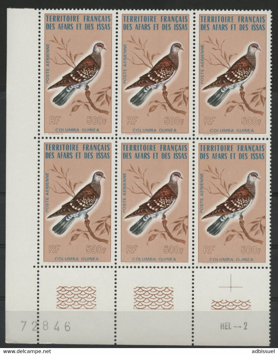 AFARS Et ISSAS COTE 216 € POSTE AERIENNE N° 105 MNH ** Bloc De 6. OISEAUX BIRD COLOMBE DOVE COLUMBA GUINEA TB/VG - Columbiformes