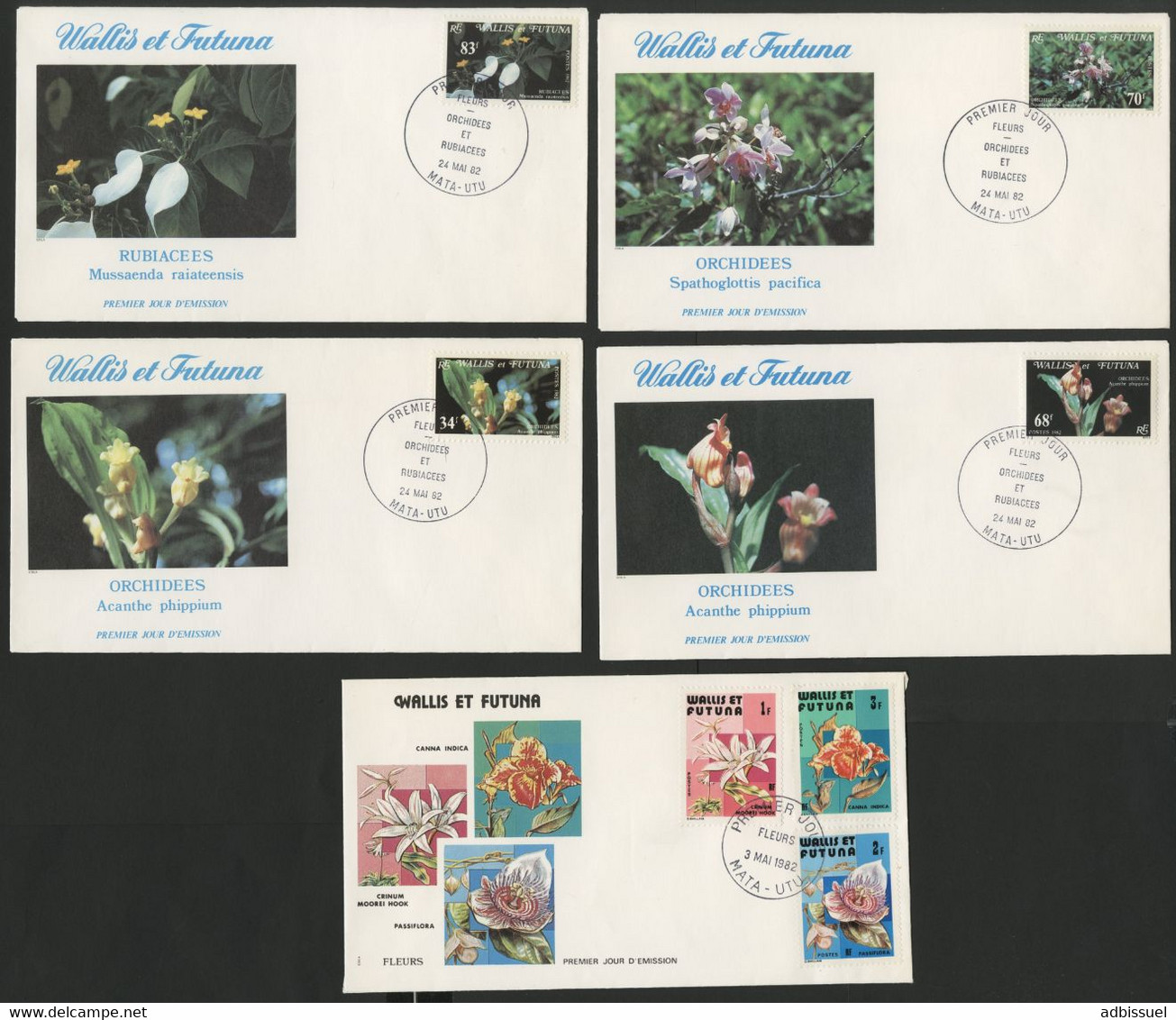 Wallis Et Futuna Enveloppes PREMIER JOUR N° 282 à 284 + 286 à 289 Fleurs / Flore - FDC