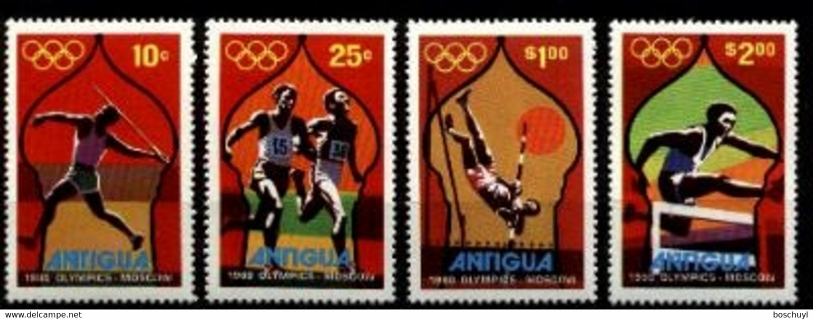 Antigua, 1980, Olympic Summer Games Moscow, Athletics, Sports, MNH, Michel 558-561 - Autres & Non Classés