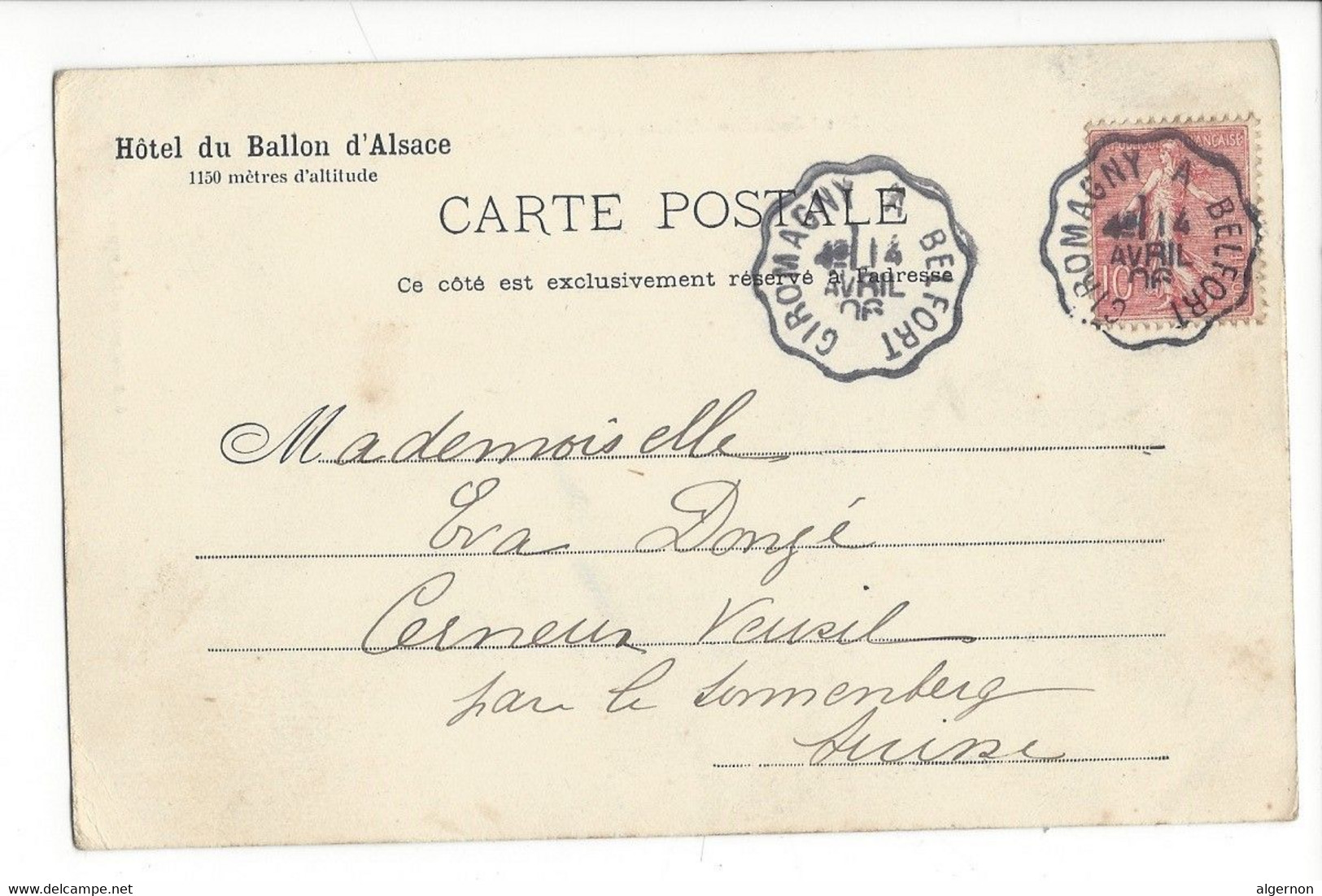 28317 - Hôtel Du Ballon D'Alsace + Cachet Giromagny - Giromagny