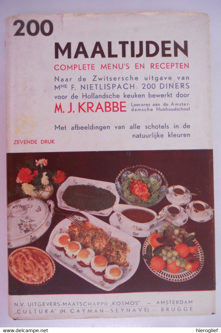 200 MAALTIJDEN CONCRETE  MENU'S En RECEPTEN Door Krabbe Oud Kookboek Koken Voedsel Bereiden - Praktisch