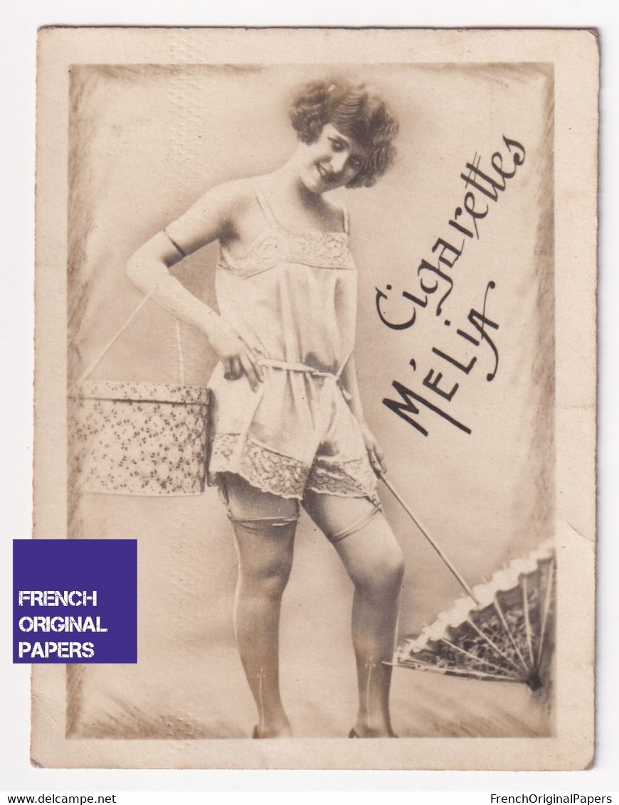 Cigarettes Mélia - Années 1925/30s - Photo Femme Sexy Pinup Lady Pin-up Woman Nude Porte-jarretelles Ombrelle A55-60 - Andere Merken
