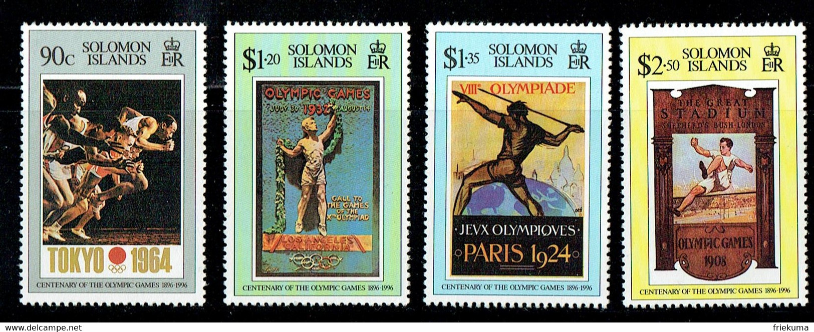 Solomon Islands 1996, Advertising Posters From Previous Olympic Games: Tokio 1964/Los Angeles 1932, Etc. MiNr. 915 - 918 - Sommer 1932: Los Angeles